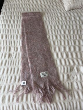Acne Studio Roxy RWS Dusty Rose Mohair Fringed Scarf